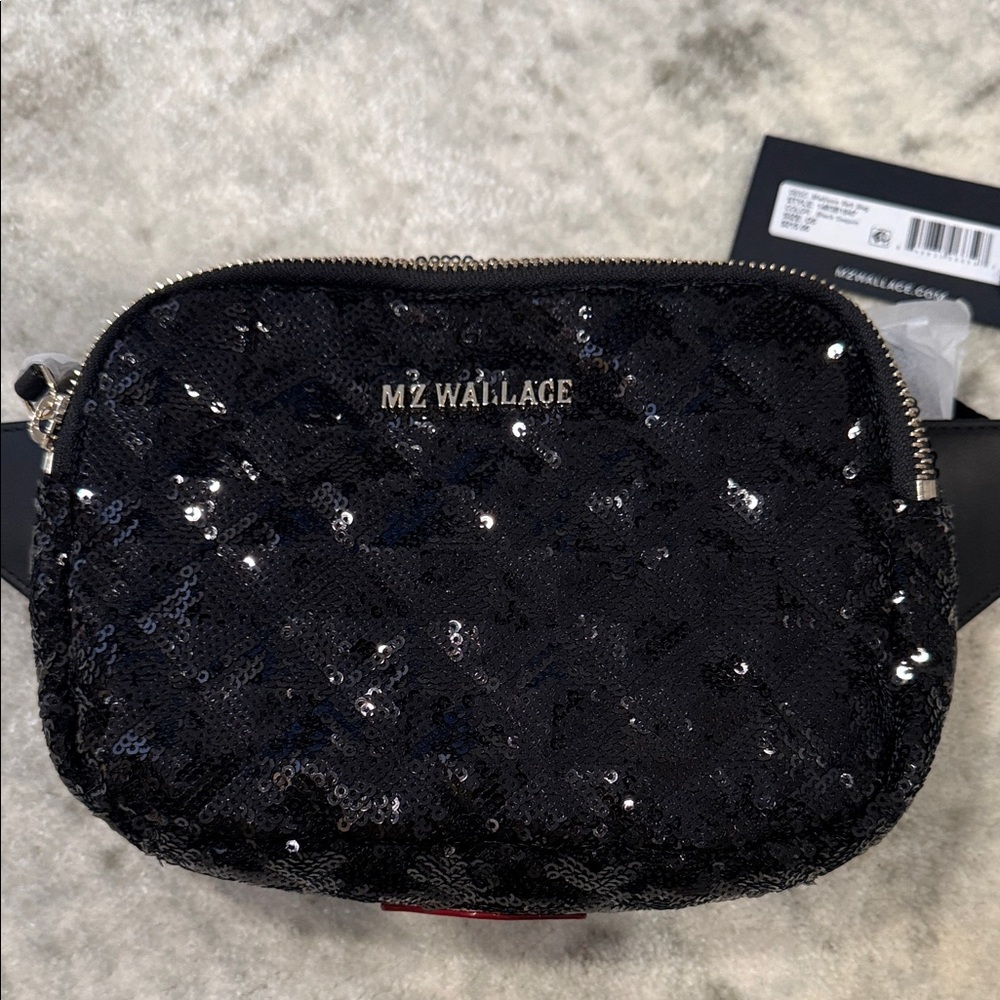 MZ Wallace Madison Black Sequin Belt Bag NWT